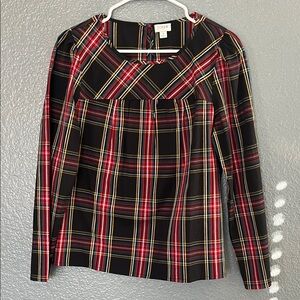 J. Crew Black and Red Plaid long sleeve Blouse size small